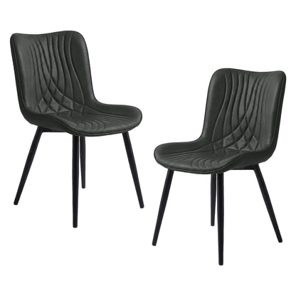Familand Dining Chairs Set Of 2 PU Leather Padded Seat Kitchen Living Room Chair