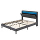 Familand LED Queen Size Bed Frame With Storage Headboard in Grey