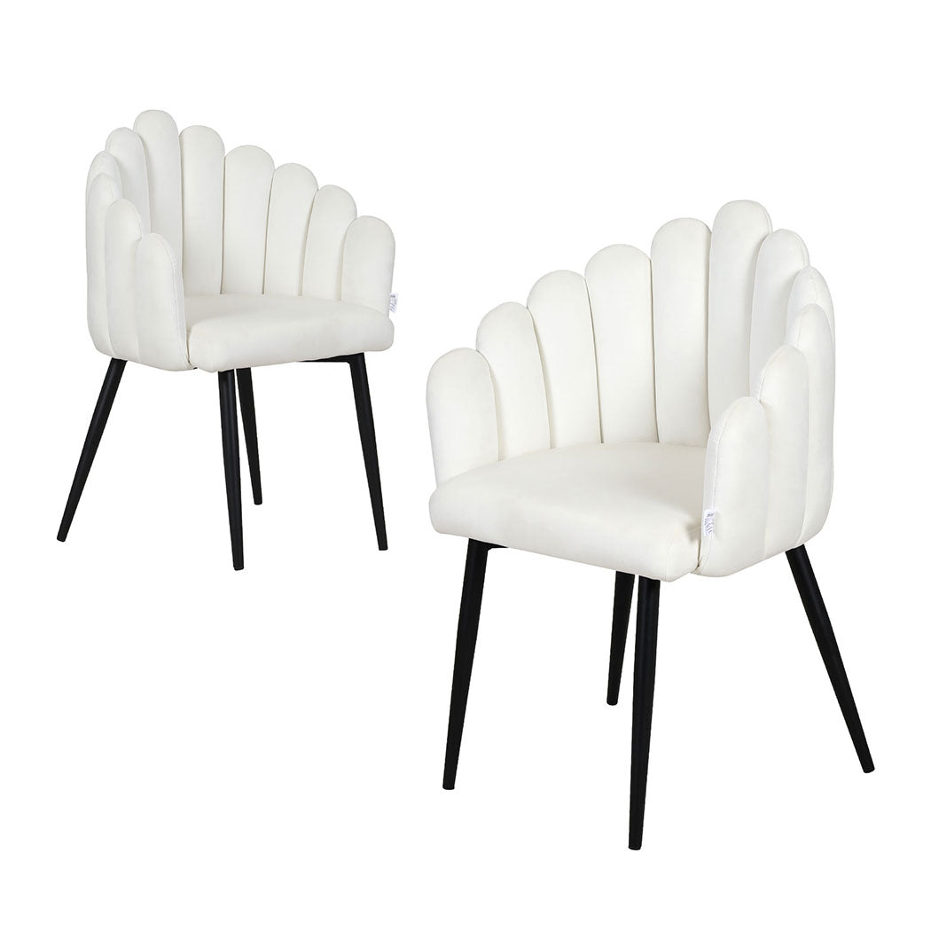Familand Velvet Dining Chairs Set Of 2 in White