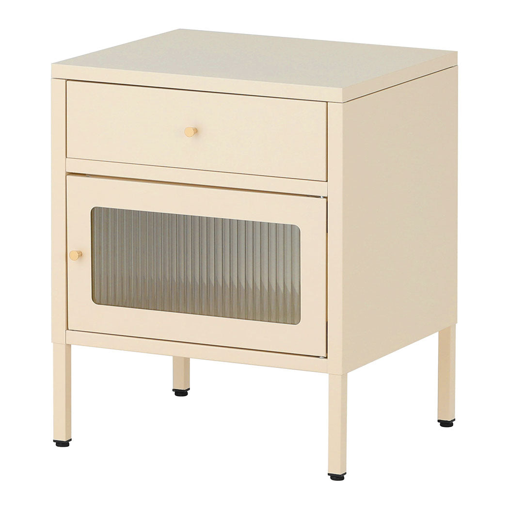 Familand Steel End Side Table Night Stand Bedside Tables in Cream