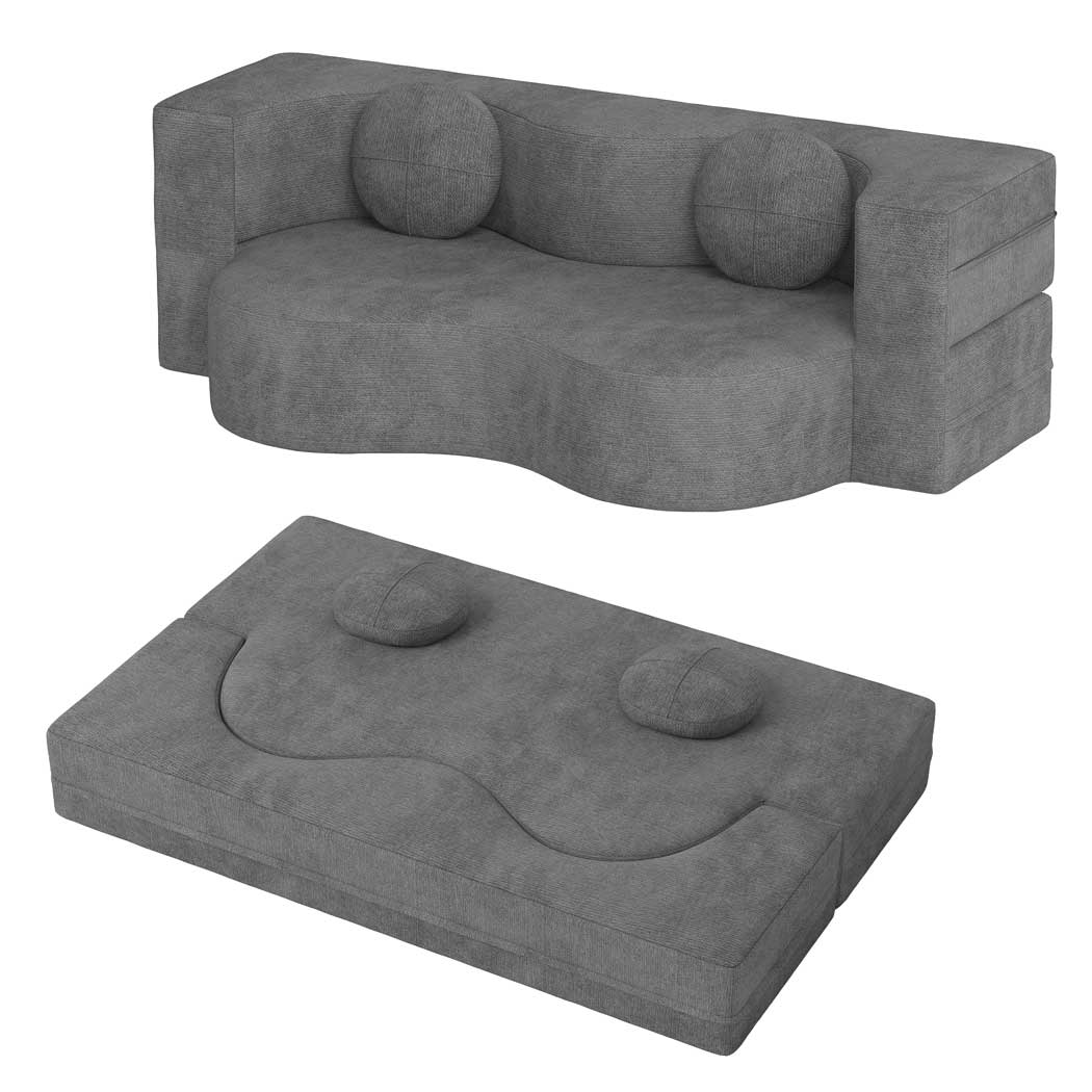 Familand 200cm Convertible Memory Foam Sofa Bed in Grey