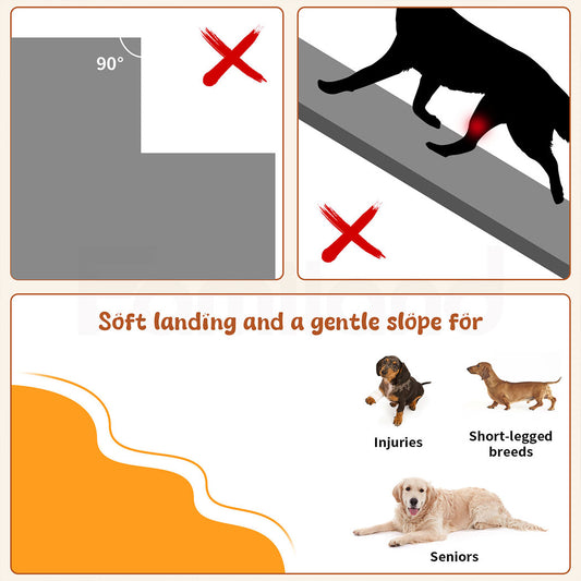 Tedi's 2 Steps Memory Foam Dog Stairs Ramp for High Bed Sofa Couch