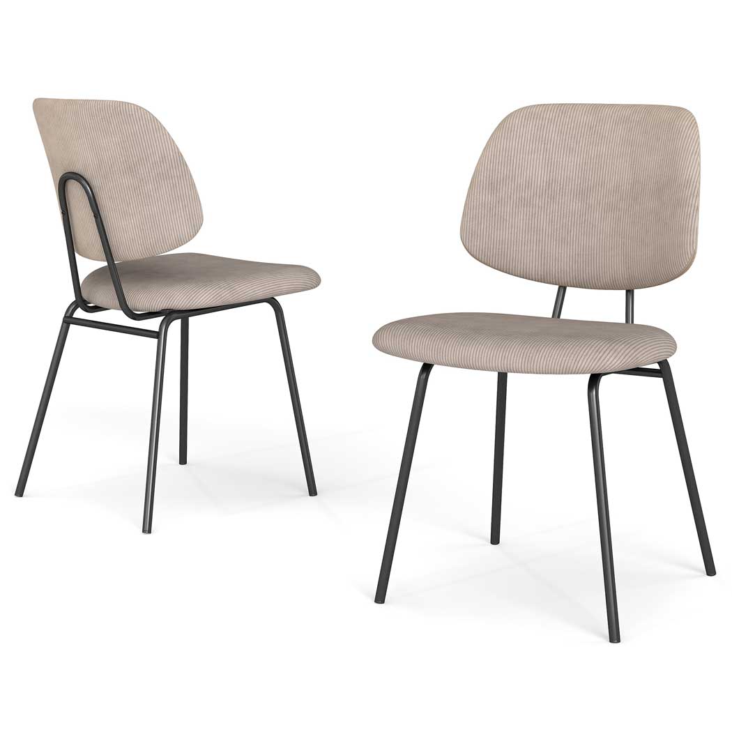 Familand Corduroy Dining Chairs Set Of 2 in Khaki