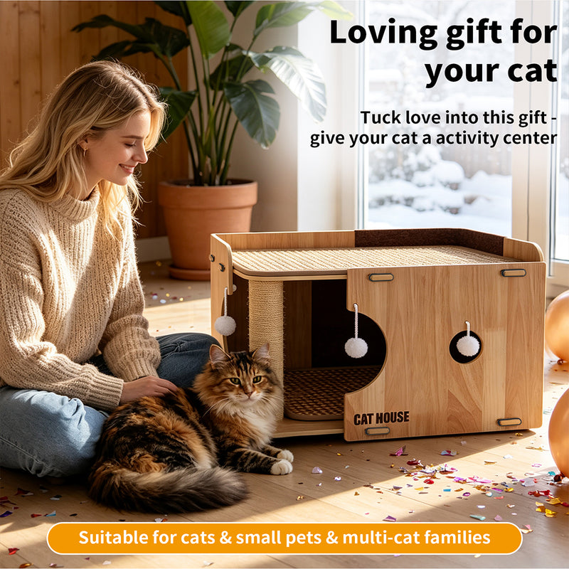 Tedi's 2-Tier Wooden Cat House