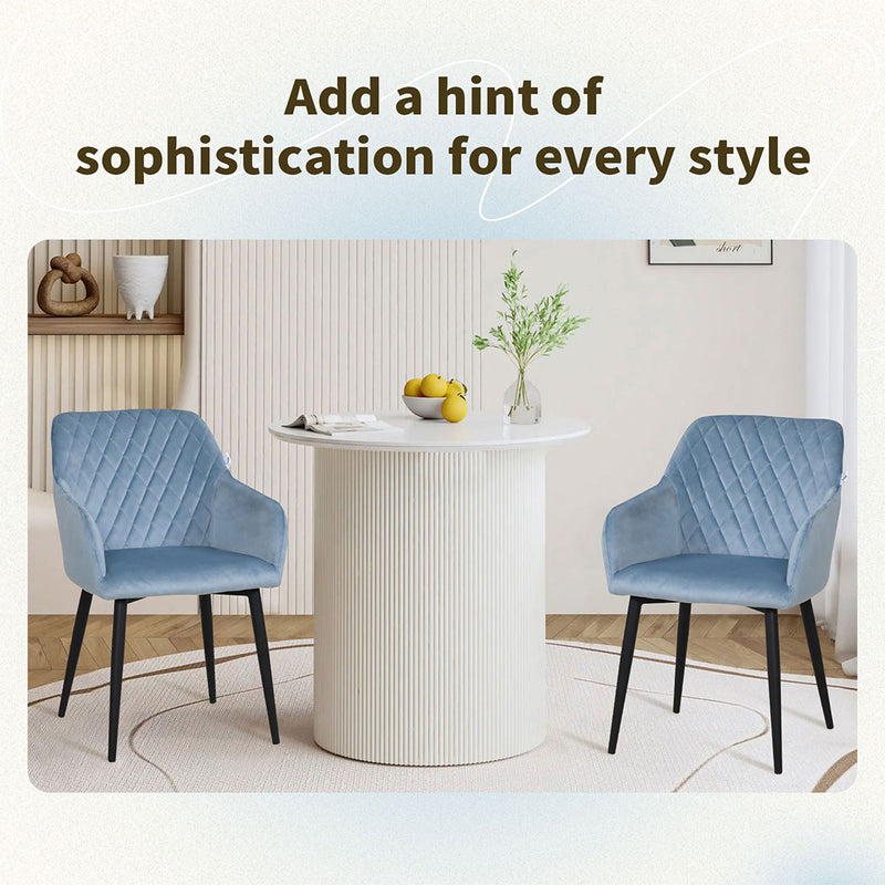 Familand Velvet Dining Chairs Set Of 2 in Blue