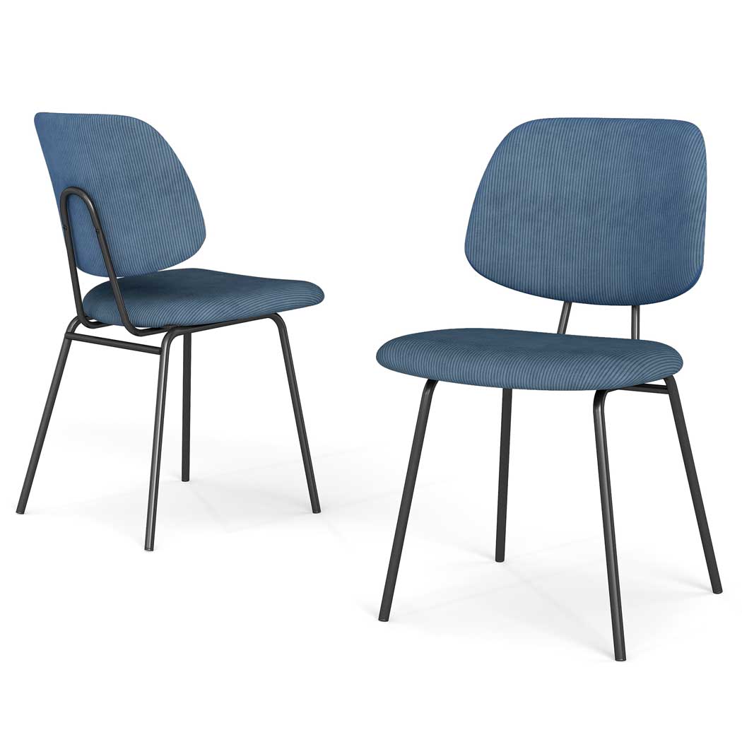 Familand Corduroy Dining Chairs Set Of 2 in Blue