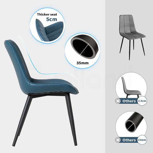 Familand Faux Leather Dining Chairs Set Of 2 in Navy