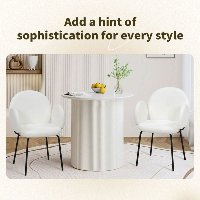 Familand Sherpa Dining Chairs Set Of 2 in White