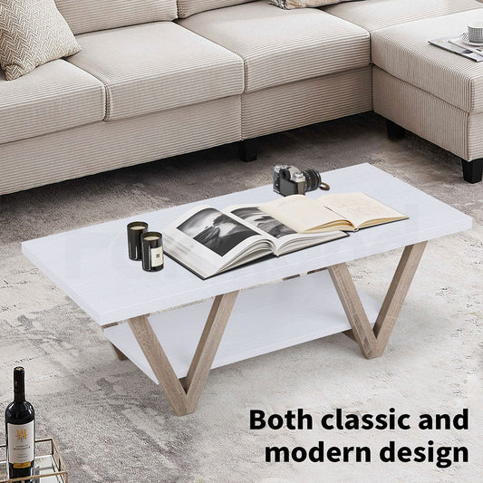 Familand 120cm Wooden Coffee Table in White