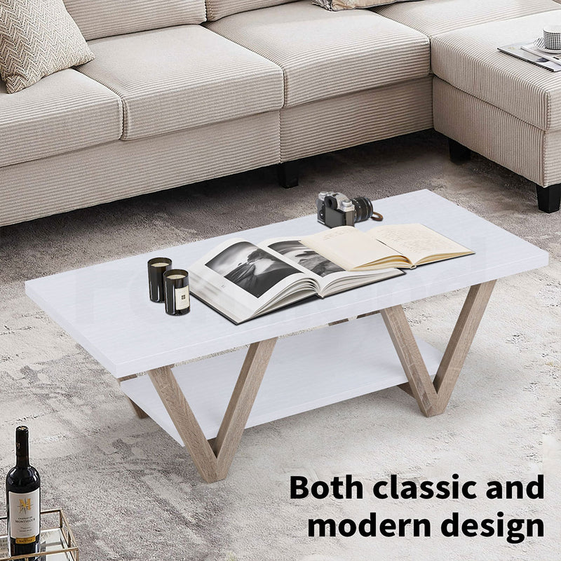 Familand 120cm Wooden Coffee Table in White