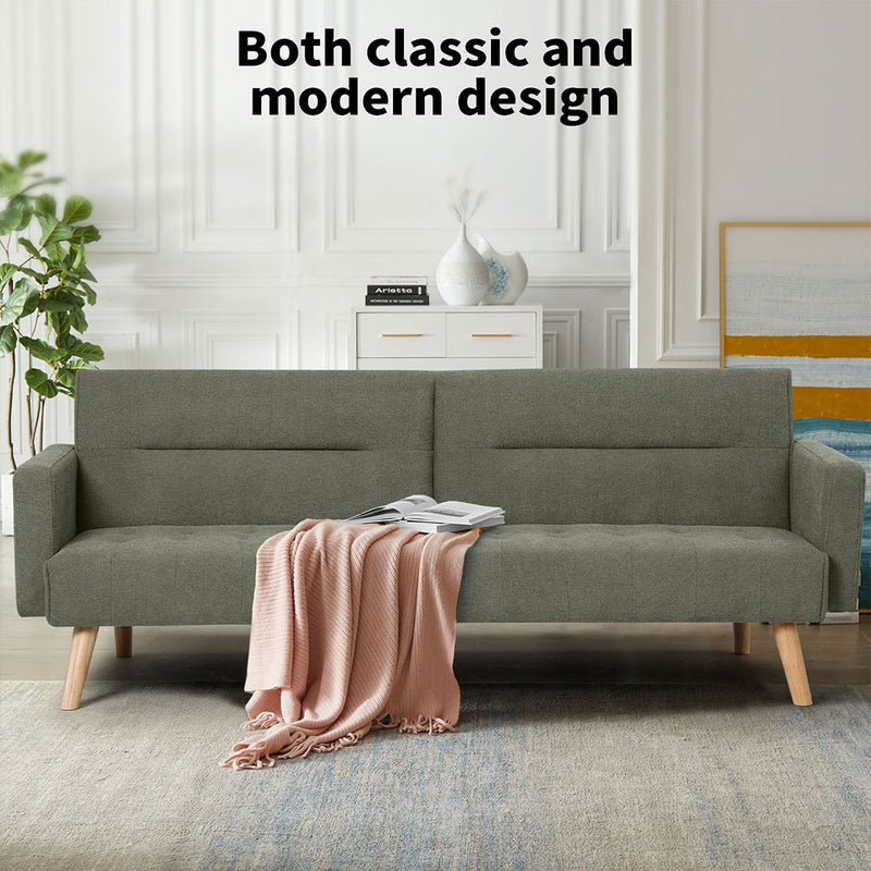 Familand 3 Seater Convertible Sofa Bed in Green