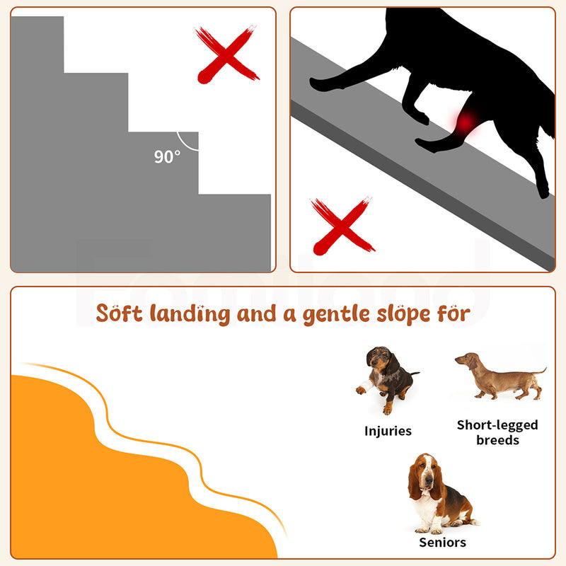 Tedi's 4 Steps Memory Foam Dog Stairs Ramp for High Bed Sofa Couch