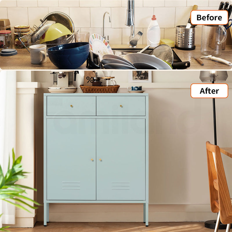 Familand Steel Buffet Sideboard in Mint green