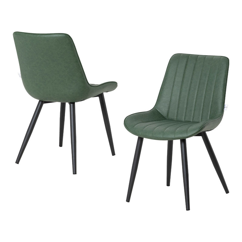 Familand Faux Leather Dining Chairs Set Of 2 in Green