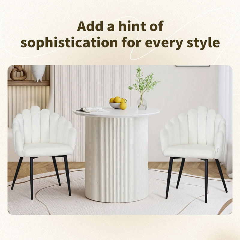 Familand Velvet Dining Chairs Set Of 2 in White