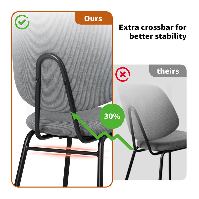 Familand Corduroy Dining Chairs Set Of 4 in Grey