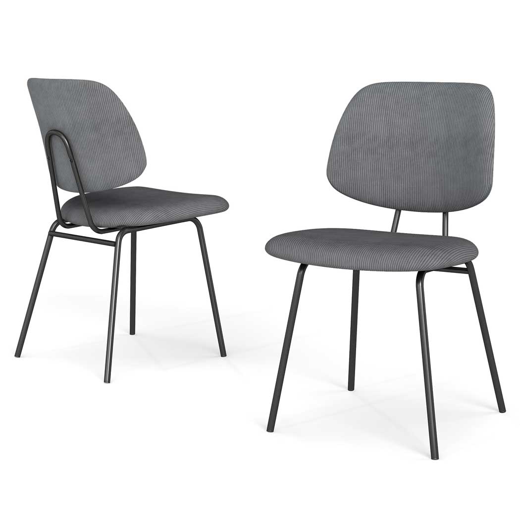 Familand Corduroy Dining Chairs Set Of 2 in Grey