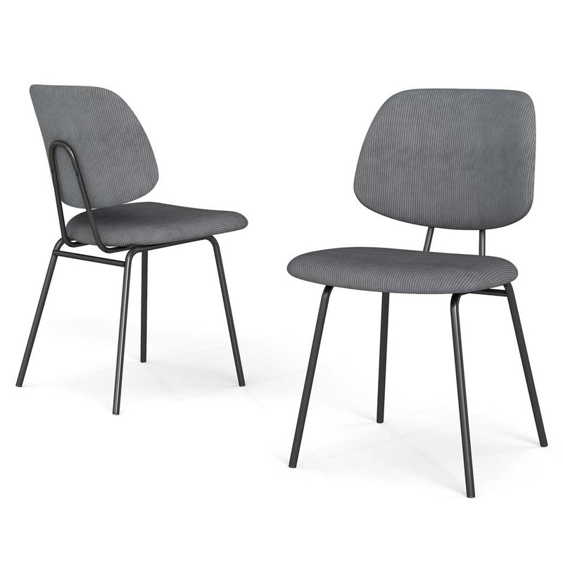 Familand Corduroy Dining Chairs Set Of 2 in Grey