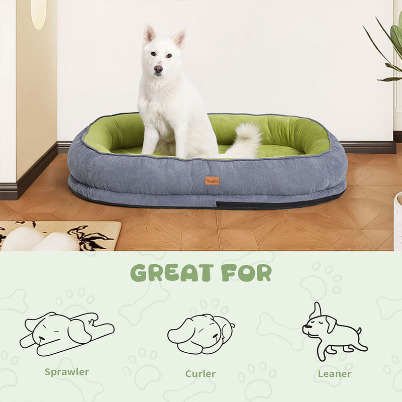 Tedi’s Orthopedic Dog Bed with Rattan Mat in Grey