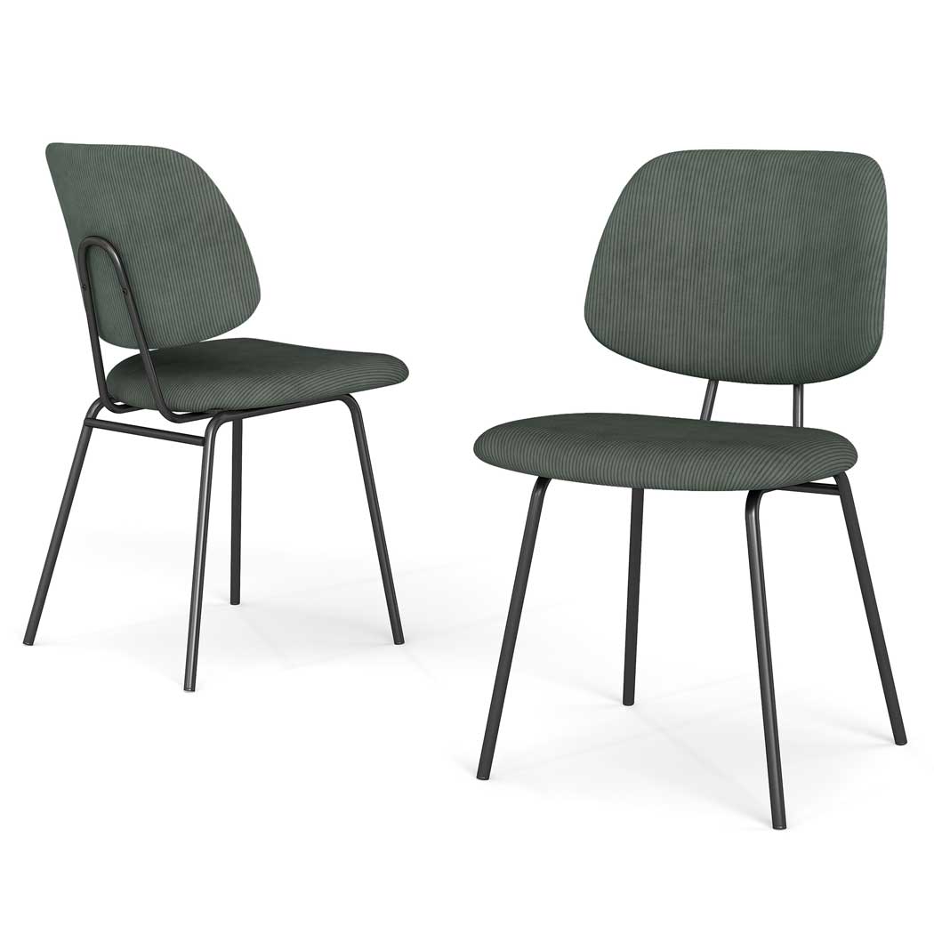 Familand Corduroy Dining Chairs Set Of 2 in Green
