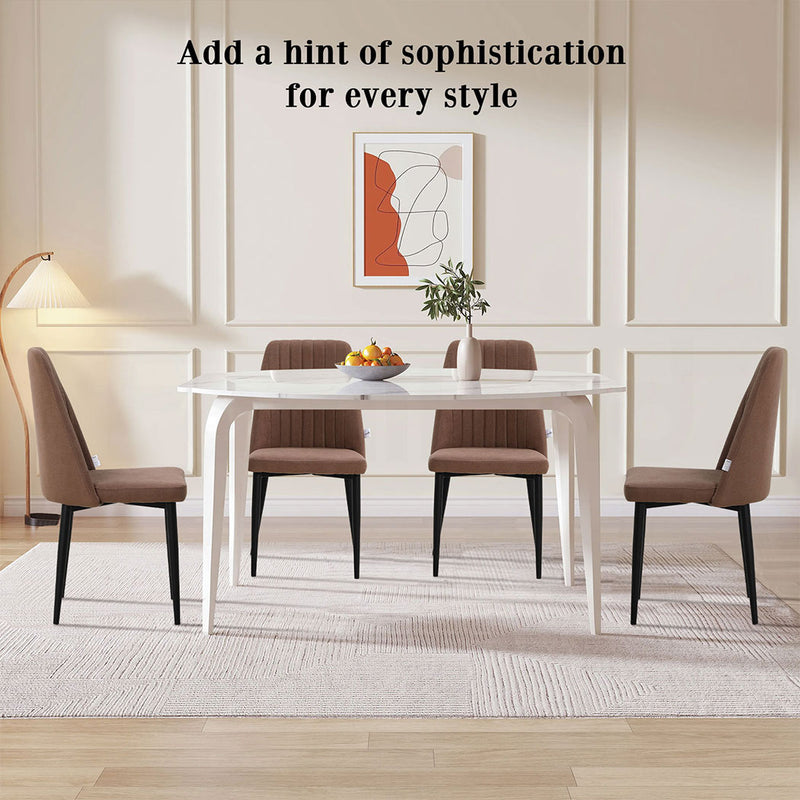 Familand Linen Dining Chairs Set Of 2 in Brown