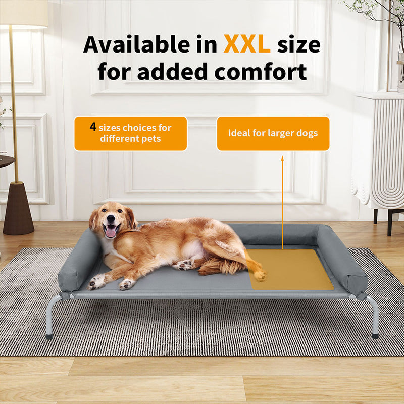 Tedi's Pet Elevated Dog Bed with Removable Bolsters