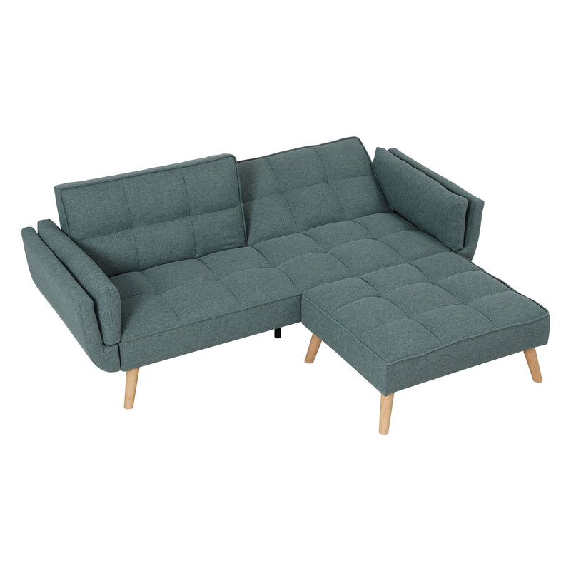 Familand 3 Seater Convertible Futon Sofa Bed with Ottoman in Green