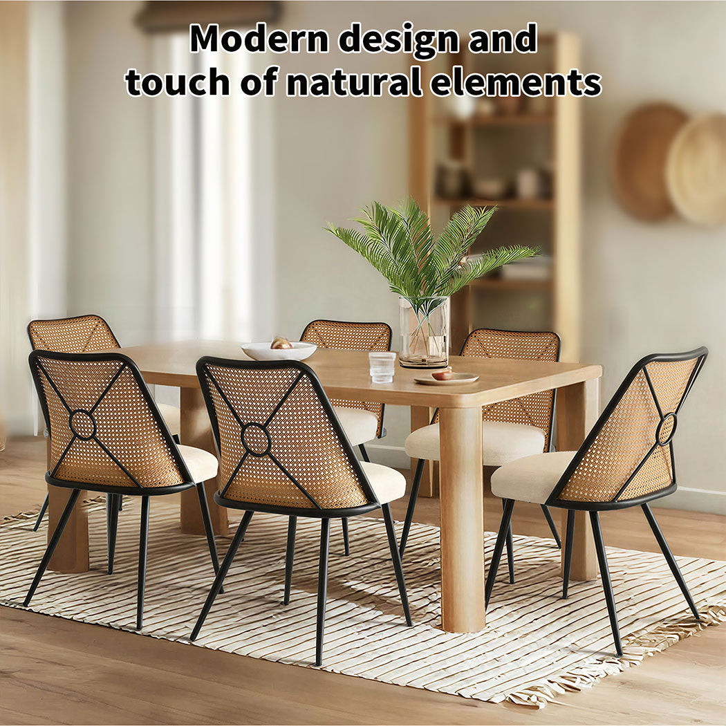 Familand Dining Chairs Set Of 2 Padded Seat Kitchen Living Room Chair With Rattan Back