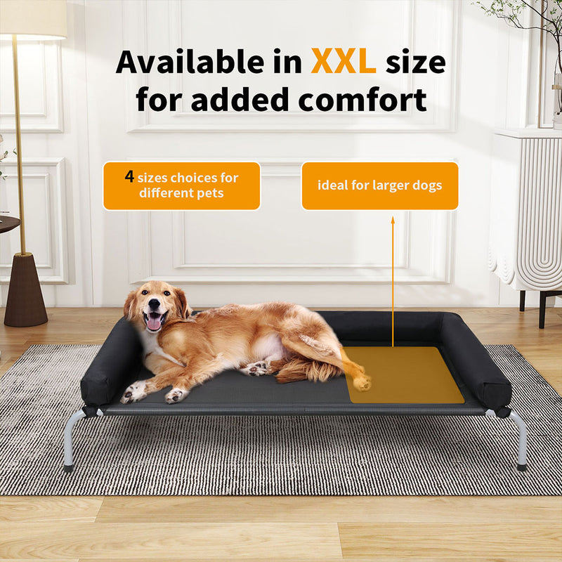 Tedi's Pet Elevated Dog Bed with Removable Bolsters