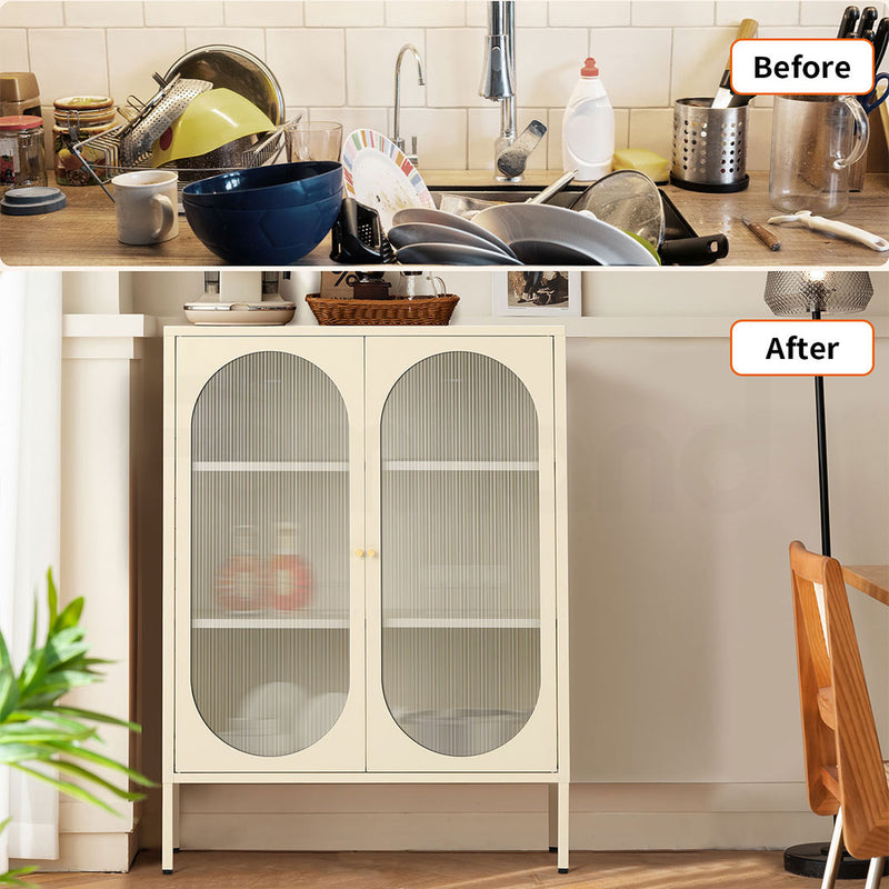 Familand Steel Buffet Sideboard in Cream