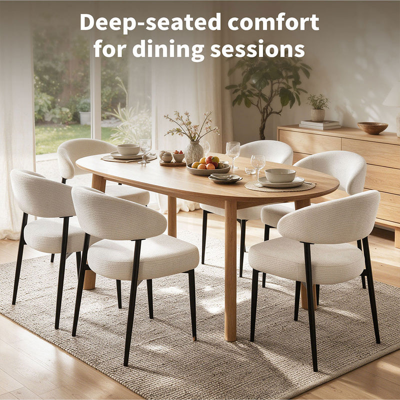 Familand Dining Chairs Set Of 2 with Spring Seat Cushion in Cream