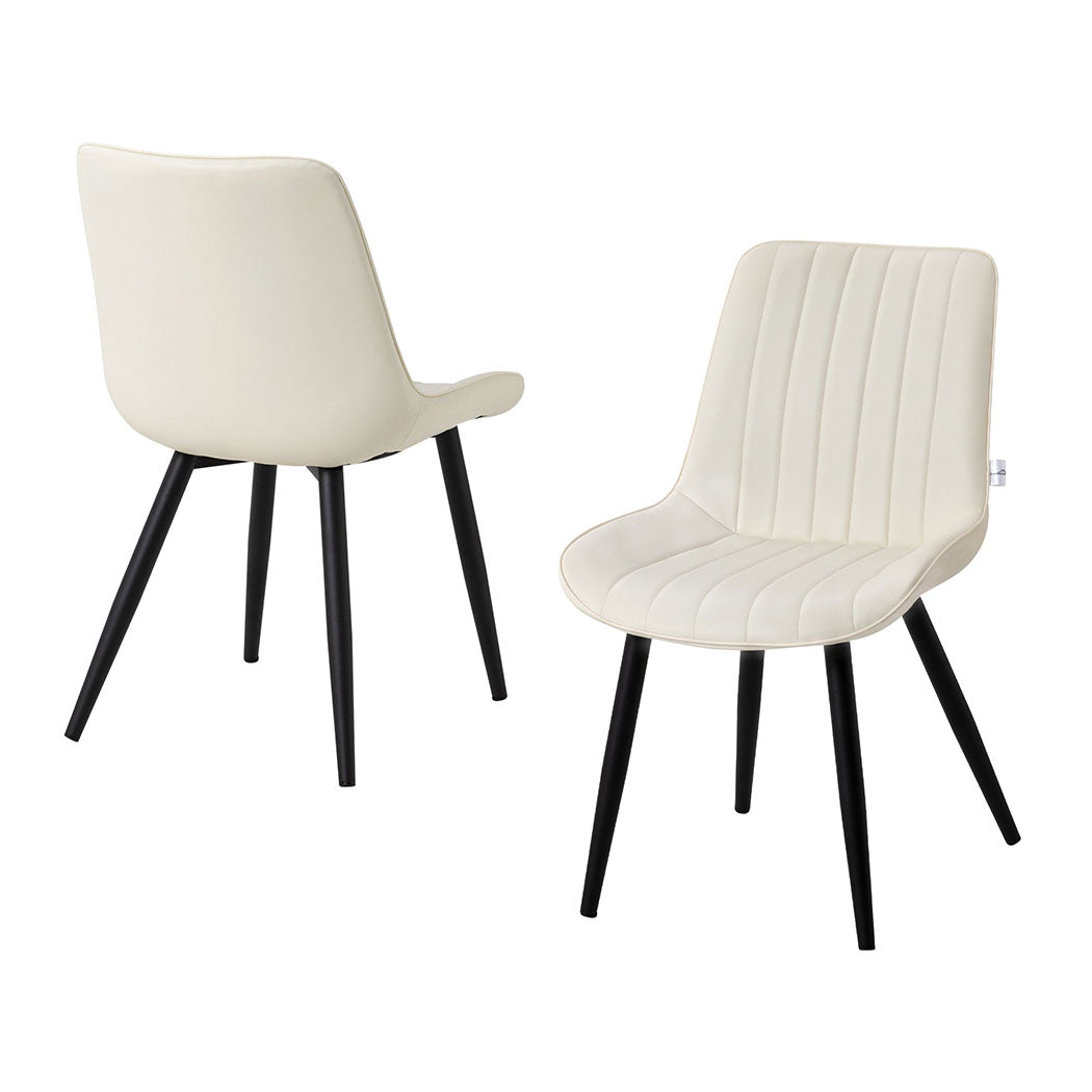 Familand Faux Leather Dining Chairs Set Of 2 in Cream