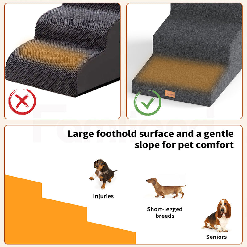 Tedi's 3 Steps Dog Stairs with Large Foothold Surface