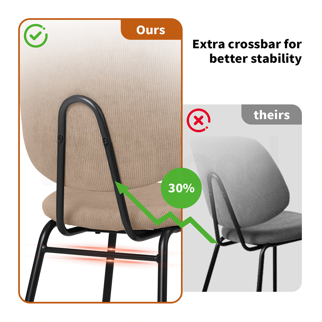 Familand Corduroy Dining Chairs Set Of 2 in Khaki