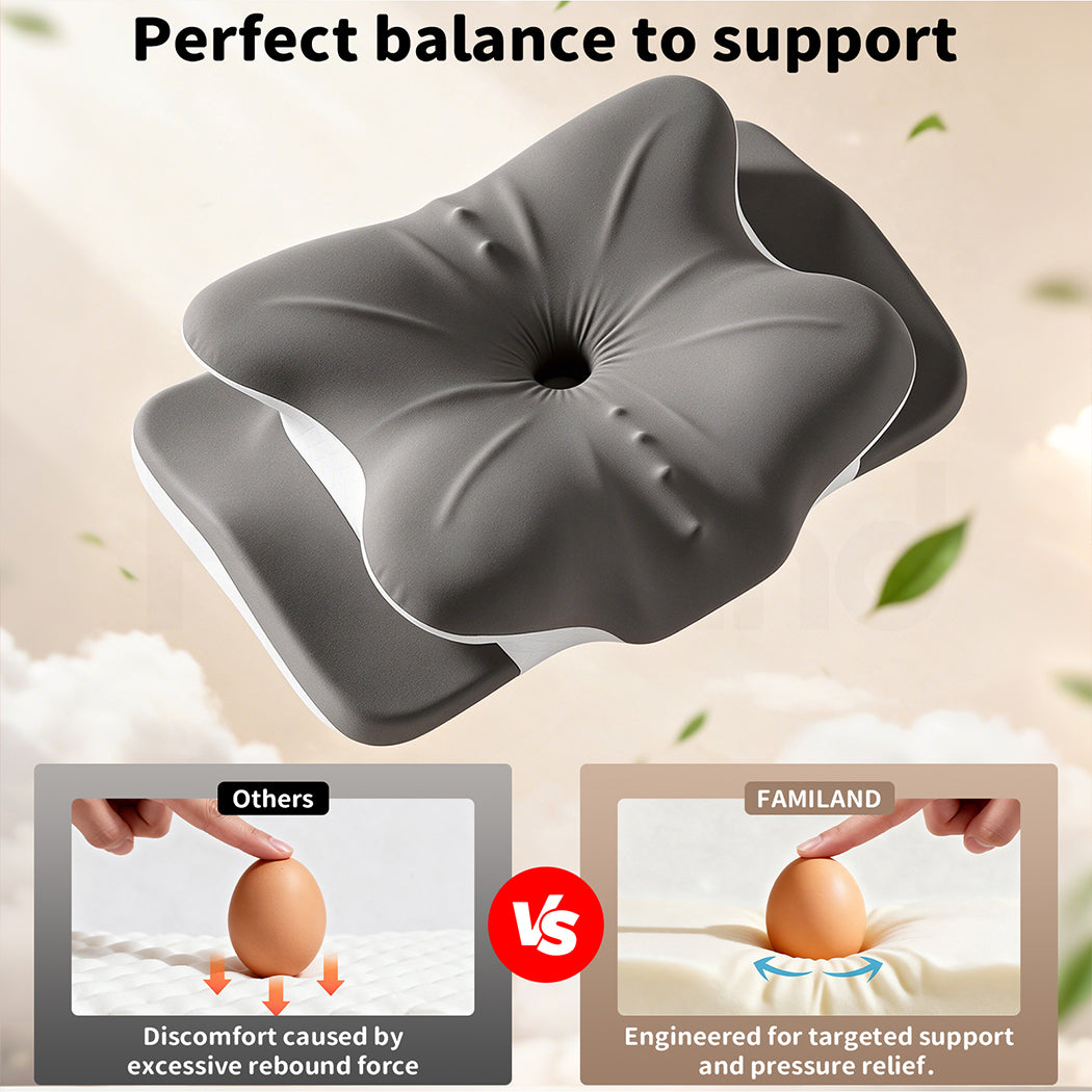 Familand Memory Foam Cervical Neck Pillow in Grey