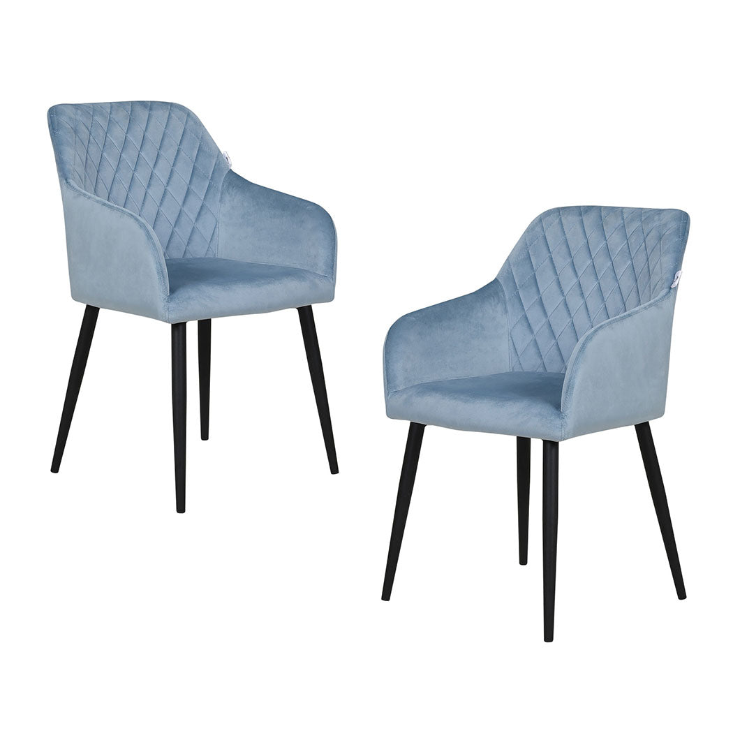 Familand Velvet Dining Chairs Set Of 2 in Blue