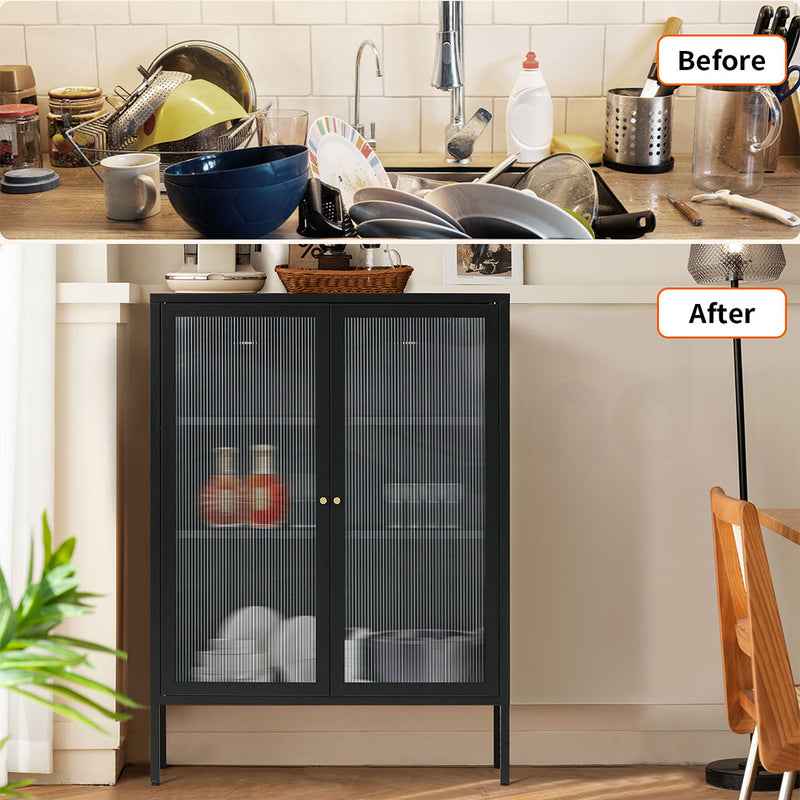 Familand Steel Buffet Sideboard in Black