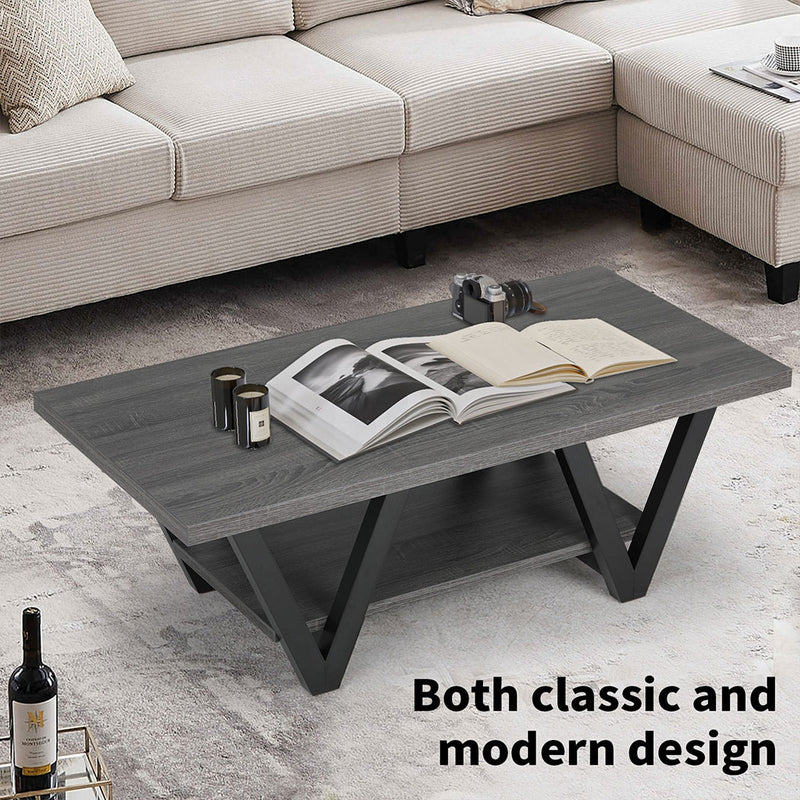 Familand 120cm Wooden Coffee Table in Dark Grey