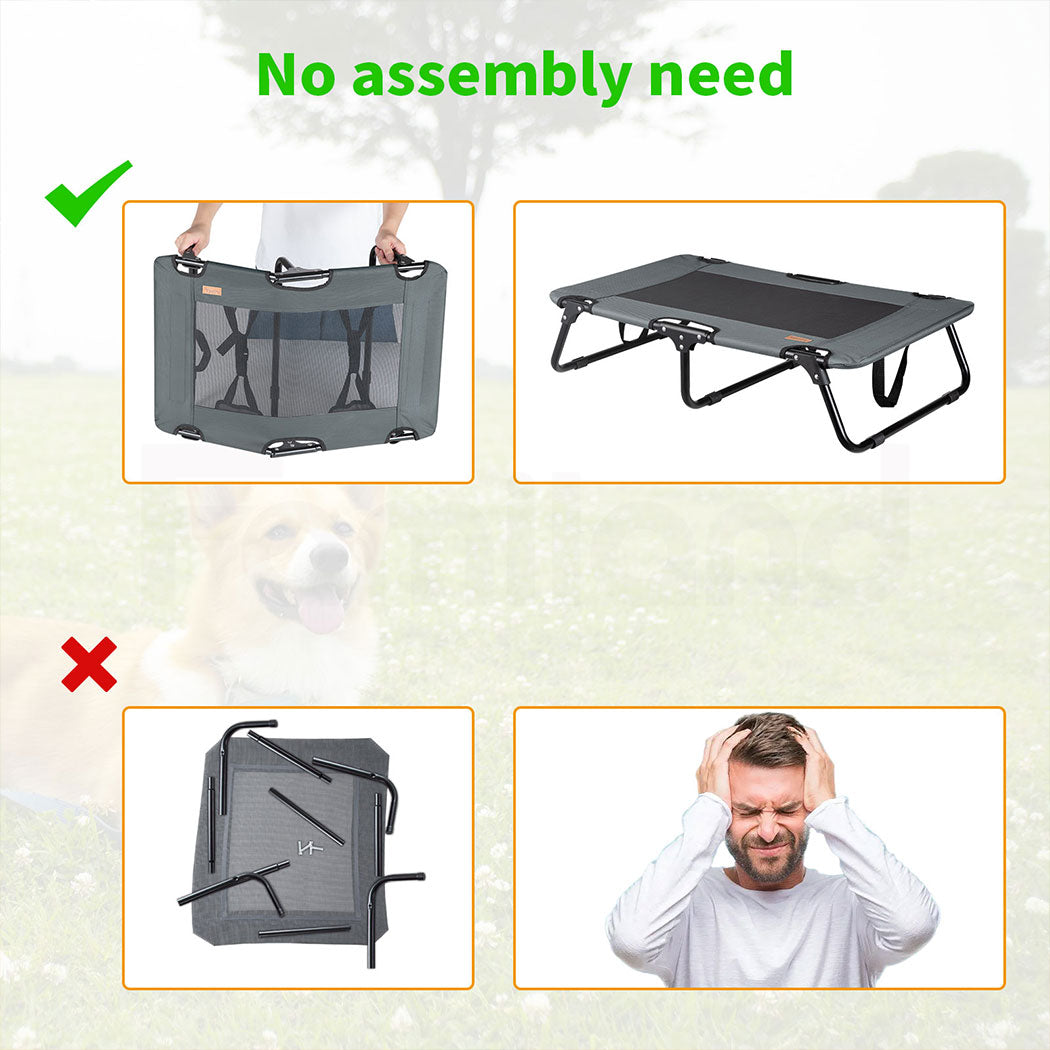 Tedi's Foldable Pet Elevated Dog Bed in Dark Grey