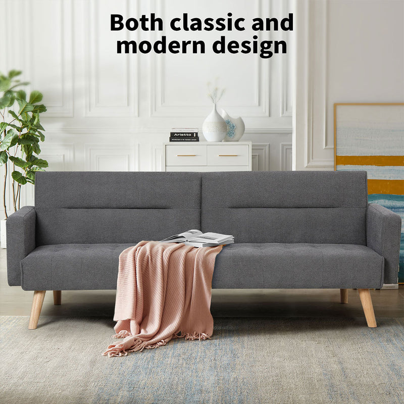 Familand 3 Seater Convertible Sofa Bed in Grey