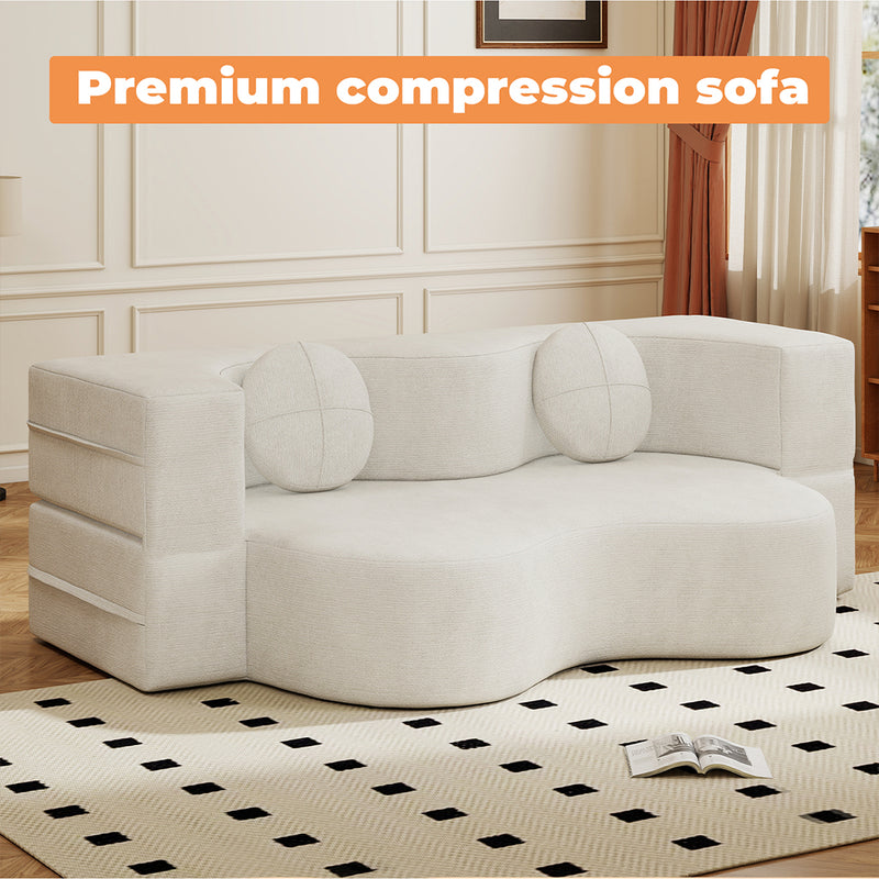 Familand 200cm Convertible Memory Foam Sofa Bed in Cream
