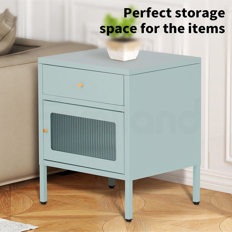 Familand Steel End Side Table Night Stand Bedside Tables in Mint Green
