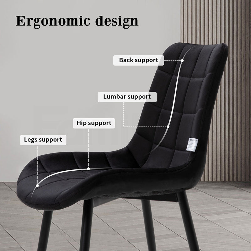 Familand Velvet Dining Chairs Set Of 4 in Black