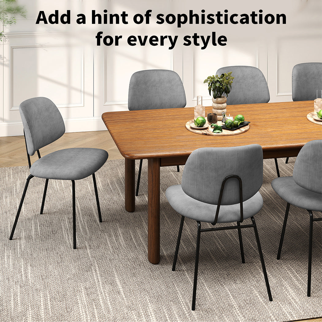 Familand Corduroy Dining Chairs Set Of 2 in Grey