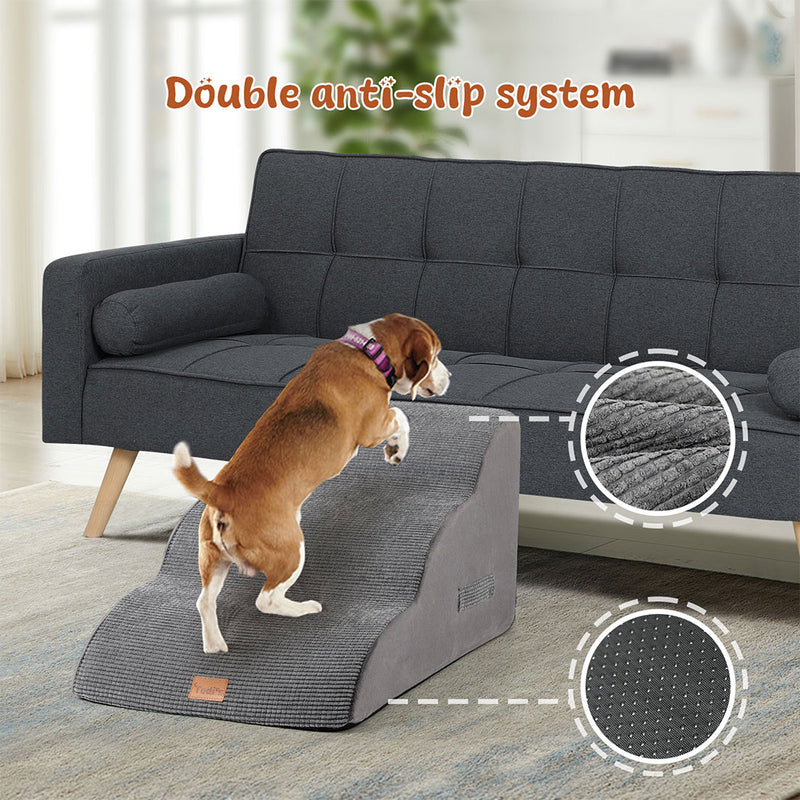 Tedi's 3 Steps Memory Foam Dog Stairs Ramp for High Bed Sofa Couch