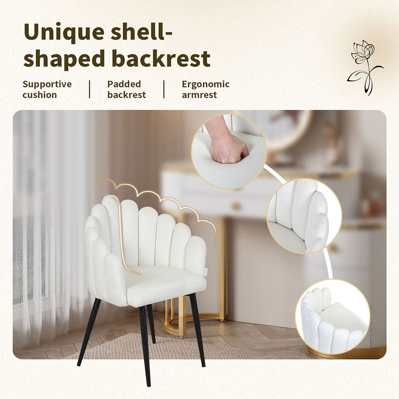 Familand Velvet Dining Chairs Set Of 2 in White