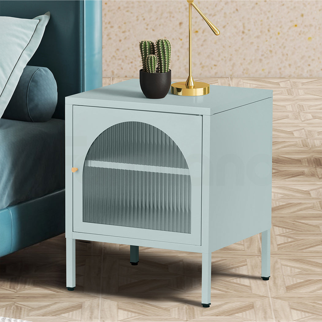 Familand Steel End Side Table Night Stand Bedside Tables in Mint Green