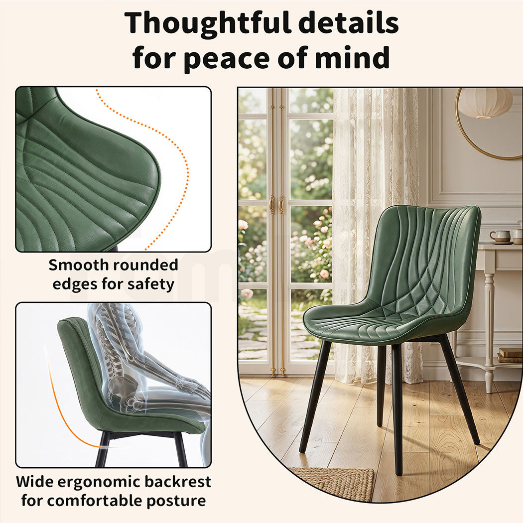 Familand Dining Chairs Set Of 2 PU Leather Padded Seat Kitchen Living Room Chair