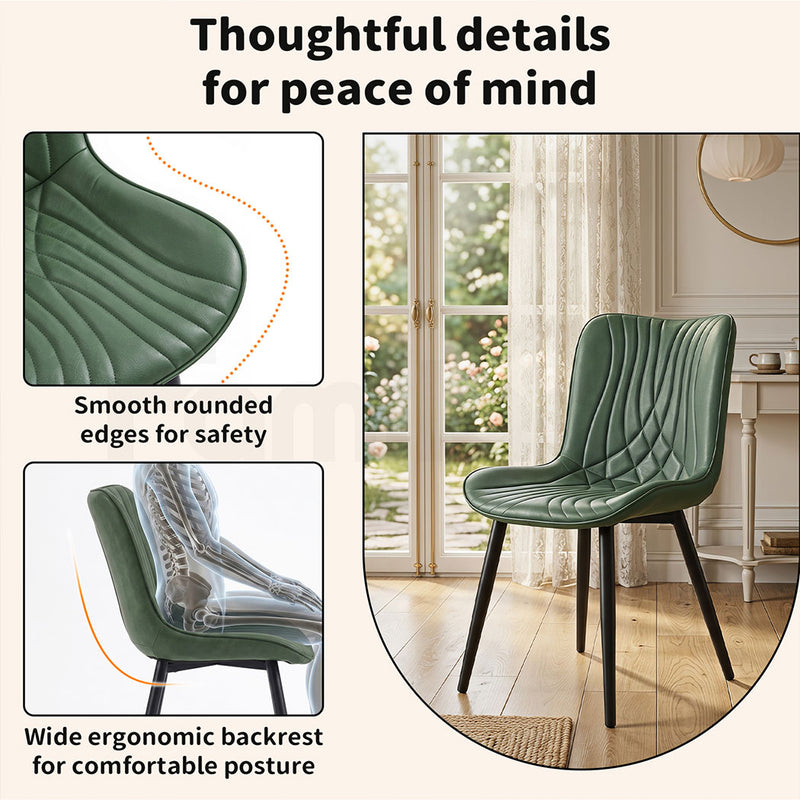 Familand Dining Chairs Set Of 2 PU Leather Padded Seat Kitchen Living Room Chair