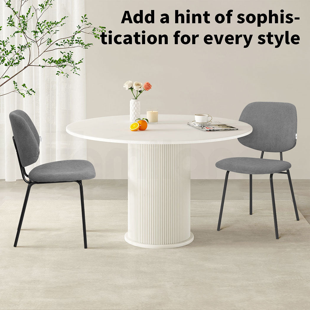 Familand Corduroy Dining Chairs Set Of 2 in Grey
